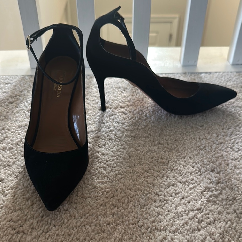 Aquazzura Black Ankle Strap Heels